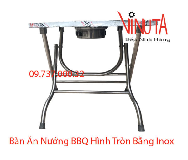 Bàn lẩu nướng inox tròn | bàn ăn lẩu nướng bbq bằng inox tròn chân gấp giá rẻ - Ảnh 8
