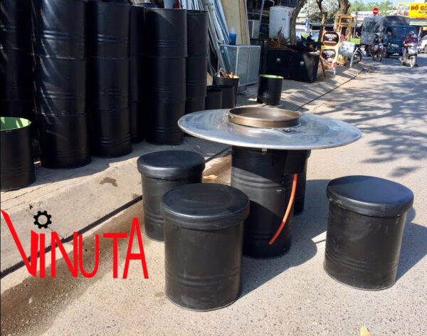 Bàn thùng phi, bộ bàn ghế làm bằng thùng phuy giá rẻ, chất lượng - Ảnh 12