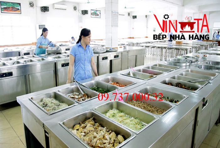 bàn giữ ấm thức ăn tại căng tin trường học