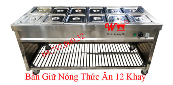 Tủ giữ nóng thức ăn inox, Bàn hâm nóng giữ nhiệt thức ăn 3,4,5.6... ngăn - Ảnh 3