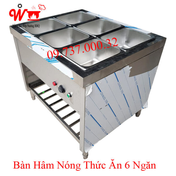Tủ giữ nóng thức ăn inox, Bàn hâm nóng giữ nhiệt thức ăn 3,4,5.6... ngăn - Ảnh 5