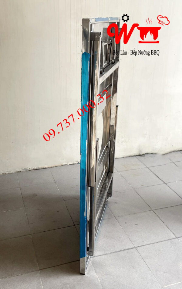 Bàn ăn lẩu nướng chân gập gọn, inox, dùng ngoài trời, vỉa hè, sân vườn - Ảnh 9