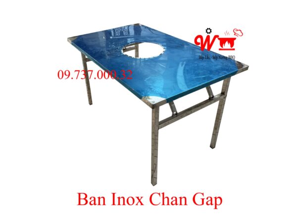 Bàn ăn lẩu nướng chân gập gọn, inox, dùng ngoài trời, vỉa hè, sân vườn - Ảnh 8