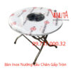 Bàn lẩu nướng inox tròn | bàn ăn lẩu nướng bbq bằng inox tròn chân gấp giá rẻ