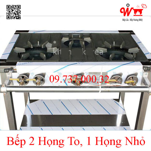 Bếp Gas công nghiệp Hàn Quốc, bếp xào 2 họng lớn 1 họng nhỏ