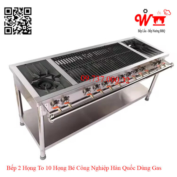 Bếp 2 họng lớn 10 họng nhỏ công nghiệp Hàn Quốc dùng Gas, Bếp Khè, Bếp Xào - Ảnh 5