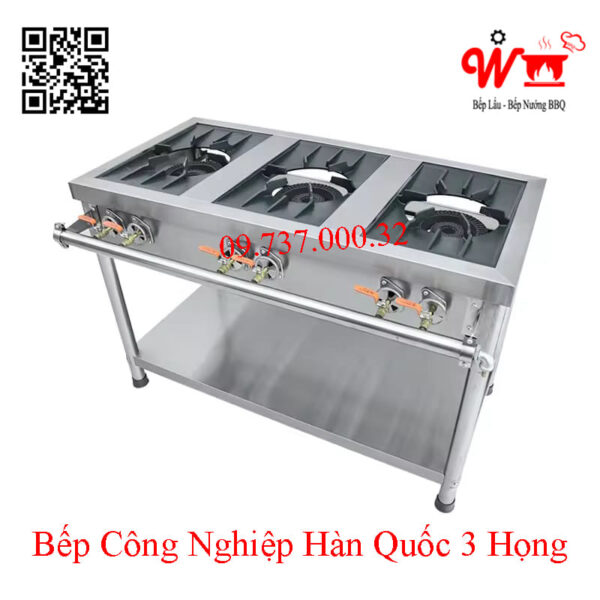 Bếp Gas công nghiệp Hàn Quốc 3 họng nấu, bếp xào Hàn 3 vùng - Ảnh 2