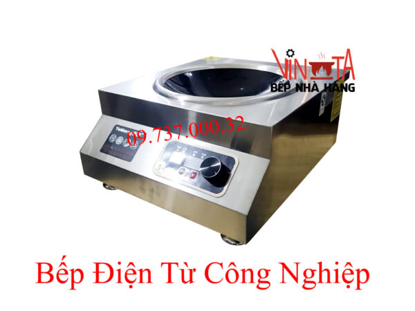Bếp từ công nghiệp, bếp điện từ đơn mặt lõm dùng chảo công nghiệp 5500w