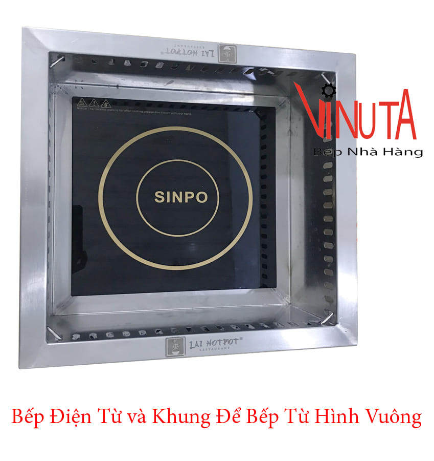 bếp điện từ và khung để bếp từ hình vuông