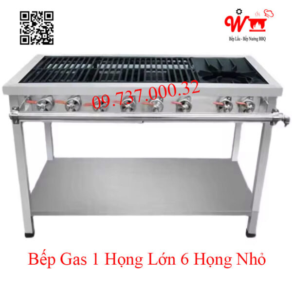 Bếp gas 1 họng lớn 6 họng nhỏ, bếp khè công nghiệp Hàn Quốc - Ảnh 3