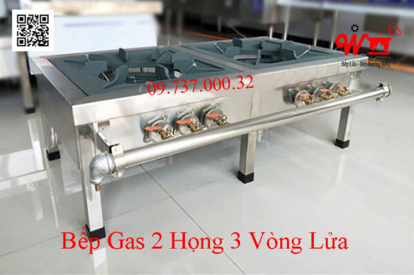 Bếp hầm 2 họng, Bếp khè, khò gas đôi công nghiệp Hàn Quốc 3 vòng lửa - Ảnh 2