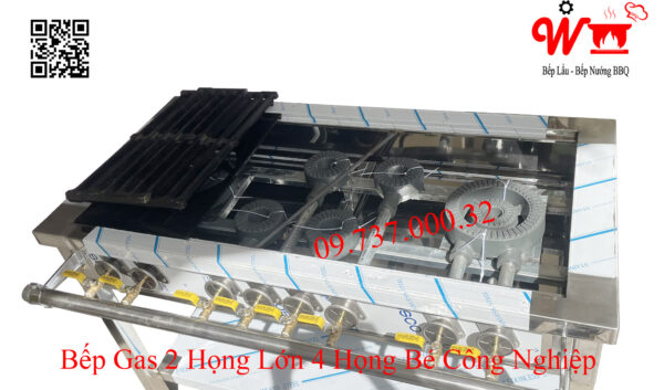 Bếp 2 họng lớn 4 họng nhỏ công nghiệp Hàn Quốc, bếp xào, Khè dùng Gas - Ảnh 2