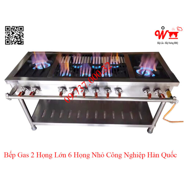 Bếp 2 họng lớn 6 họng nhỏ công nghiệp Hàn Quốc dùng Gas - Ảnh 8