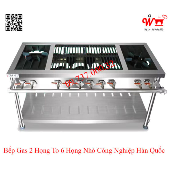 Bếp 2 họng lớn 6 họng nhỏ công nghiệp Hàn Quốc dùng Gas - Ảnh 9