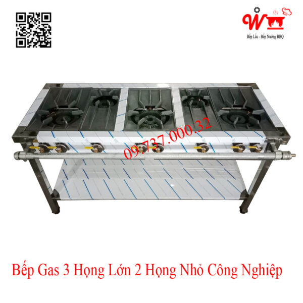 Bếp 3 họng lớn 2 họng nhỏ công nghiệp Hàn Quốc dùng Gas, Bếp Khè, bếp Xào - Ảnh 5