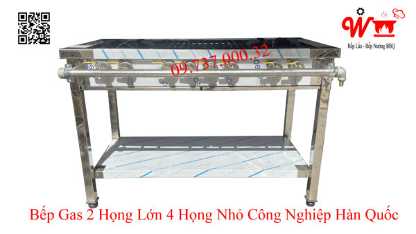 Bếp 2 họng lớn 4 họng nhỏ công nghiệp Hàn Quốc, bếp xào, Khè dùng Gas - Ảnh 5