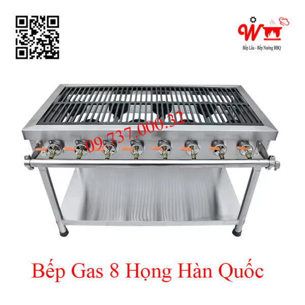 Bếp gas 8 họng công nghiệp Hàn Quốc, bếp xào nhỏ, bền, đẹp