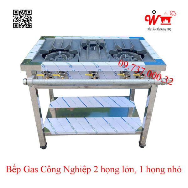 Bếp Gas công nghiệp Hàn Quốc, bếp xào 2 họng lớn 1 họng nhỏ - Ảnh 3