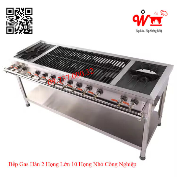 Bếp 2 họng lớn 10 họng nhỏ công nghiệp Hàn Quốc dùng Gas, Bếp Khè, Bếp Xào - Ảnh 8