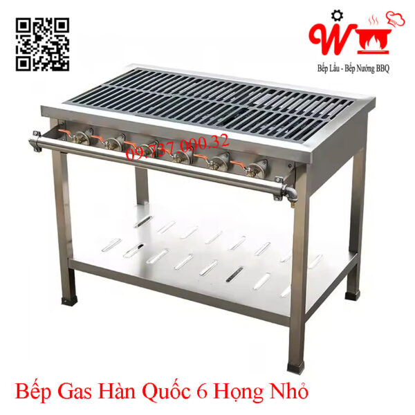 Bếp Gas 6 Họng, Bếp Hàn Quốc Công Nghiệp dùng Gas 6 Họng Nhỏ