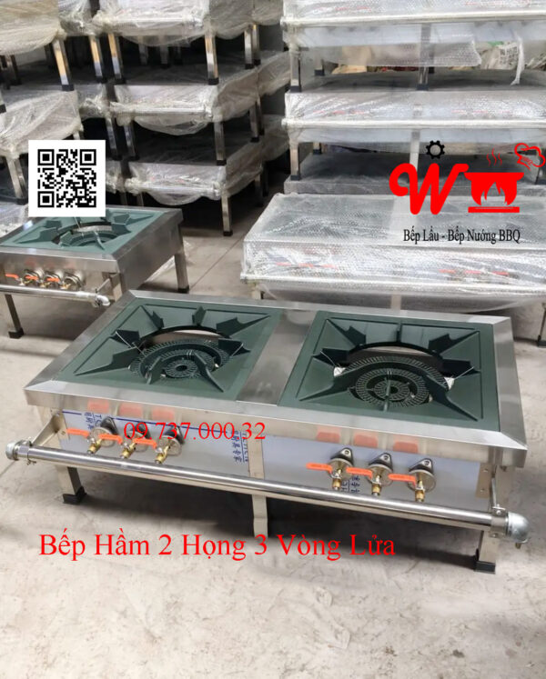 Bếp hầm 2 họng, Bếp khè, khò gas đôi công nghiệp Hàn Quốc 3 vòng lửa - Ảnh 3