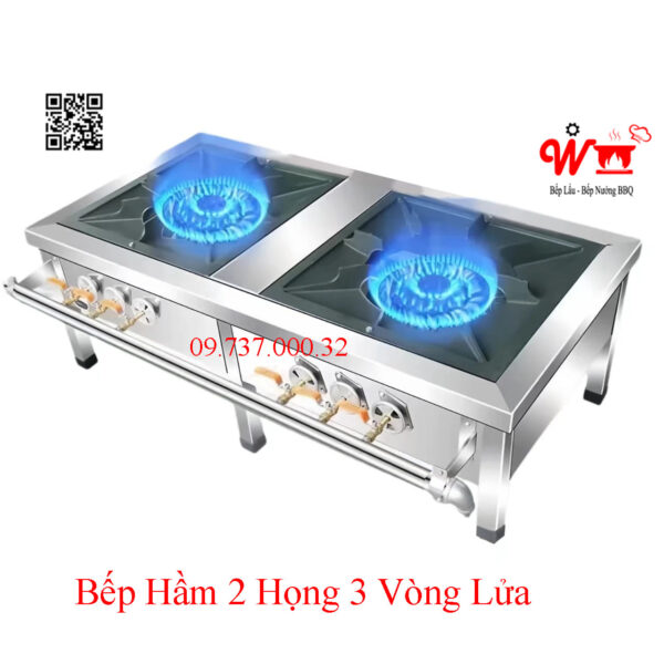 Bếp hầm 2 họng, Bếp khè, khò gas đôi công nghiệp Hàn Quốc 3 vòng lửa - Ảnh 4