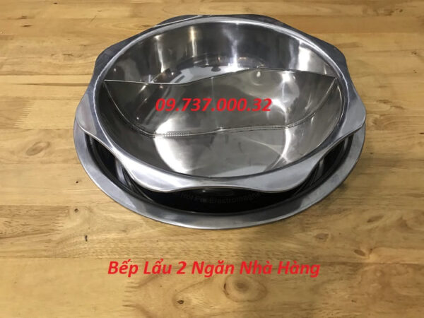 Bếp từ đơn tròn âm bàn,bếp lẩu nhà hàng, nồi lẩu tròn inox 2, 3, 4 ngăn - Ảnh 2