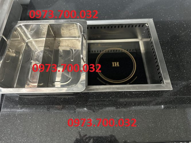 Bếp lẩu âm bàn 2 đáy inox
