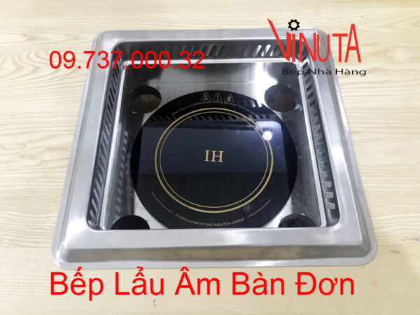 Bếp lẩu âm bàn nhà hàng | bộ Nồi (bếp) lẩu đơn hình vuông 3000w 4 ngăn - Ảnh 5