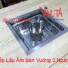 Nồi lẩu âm bàn 3 ngăn, bộ bếp lẩu điện từ hình vuông 3 ngăn 3000w