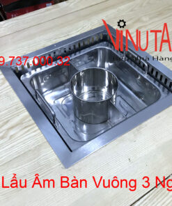 Nồi lẩu âm bàn 3 ngăn, bộ bếp lẩu điện từ hình vuông 3 ngăn 3000w