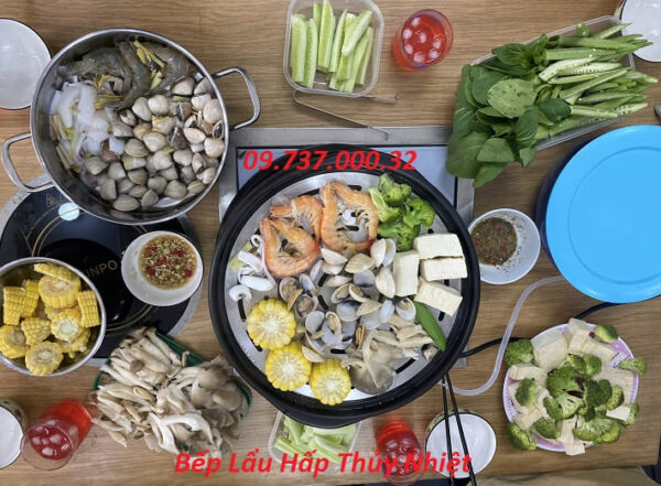 Nồi lẩu hơi tại nhà, nồi hấp cách thủy, bếp lẩu hơi gia đình bằng sứ - Ảnh 3