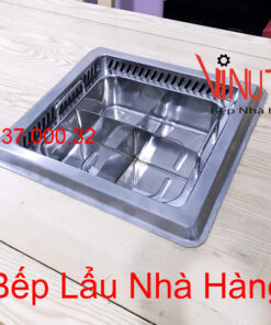 Bếp lẩu âm bàn nhà hàng | bộ Nồi (bếp) lẩu đơn hình vuông 3000w 4 ngăn