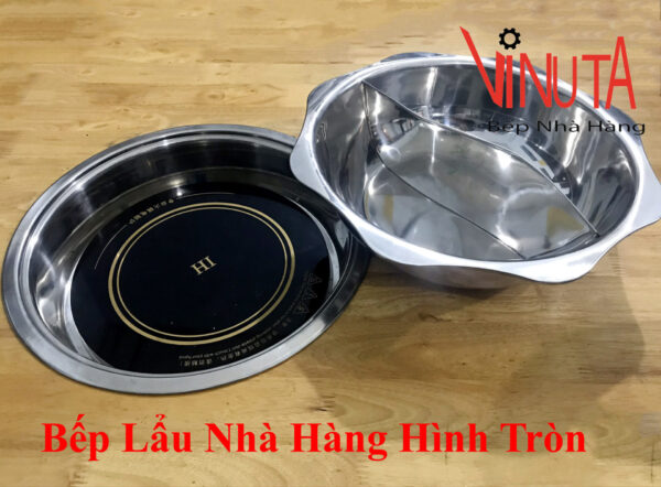 nồi lẩu 2 ngăn inox | nồi nấu lẩu hình tròn 2 ngăn | Xoong nấu lẩu vành hình bông hoa - Ảnh 2