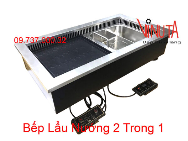bếp lẩu nướng 2 trong 1 | nồi lẩu nướng điện đa năng 2 trong 1 nhà hàng giá rẻ