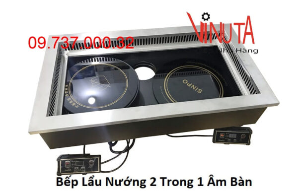 Bếp lẩu nướng bbq âm bàn,bếp lẩu nướng điện 2 trong 1 cho nhà hàng - Ảnh 3