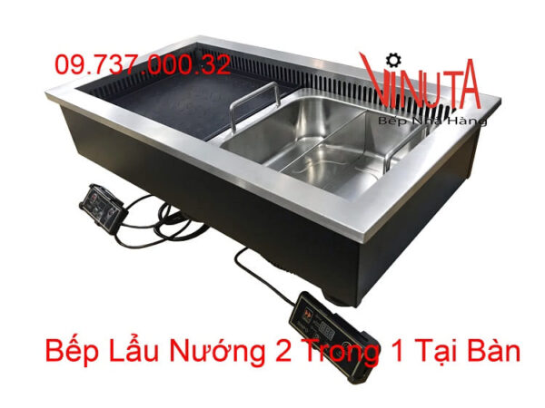 Bếp lẩu nướng bbq âm bàn,bếp lẩu nướng điện 2 trong 1 cho nhà hàng - Ảnh 4