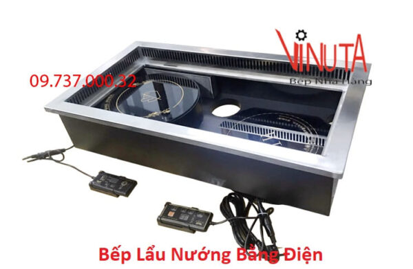 Bếp lẩu nướng bbq âm bàn,bếp lẩu nướng điện 2 trong 1 cho nhà hàng - Ảnh 5