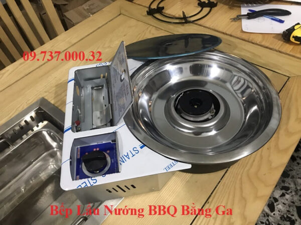 Bếp gas lẩu nướng, bếp lẩu nướng BBQ 2 trong 1 bằng ga mini âm bàn - Ảnh 5