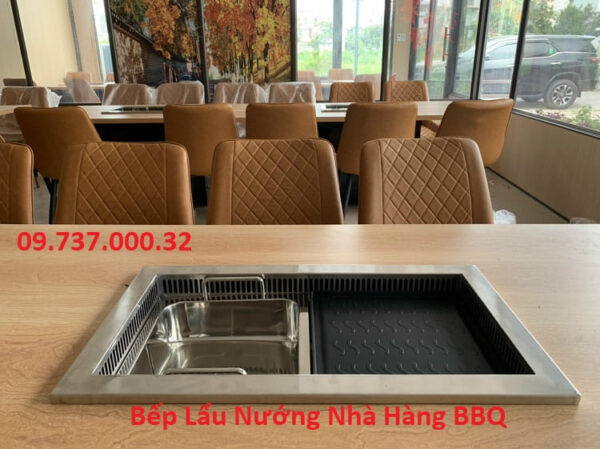 Bếp lẩu nướng bbq âm bàn,bếp lẩu nướng điện 2 trong 1 cho nhà hàng - Ảnh 7