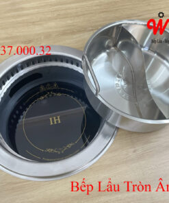 Alternative view of Bếp lẩu tròn âm bàn nhà hàng, có thể lắp hút mùi, đẹp, sang trọng, 2 ngăn