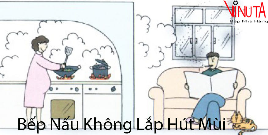 bếp nấu không lắp hút mùi