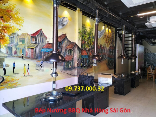 Bếp nướng than hoa Sài Gòn,bếp nướng âm bàn hút dương nhà hàng bbq - Ảnh 3