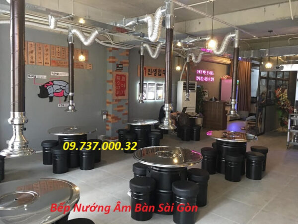 Bếp nướng than hoa Sài Gòn,bếp nướng âm bàn hút dương nhà hàng bbq - Ảnh 2