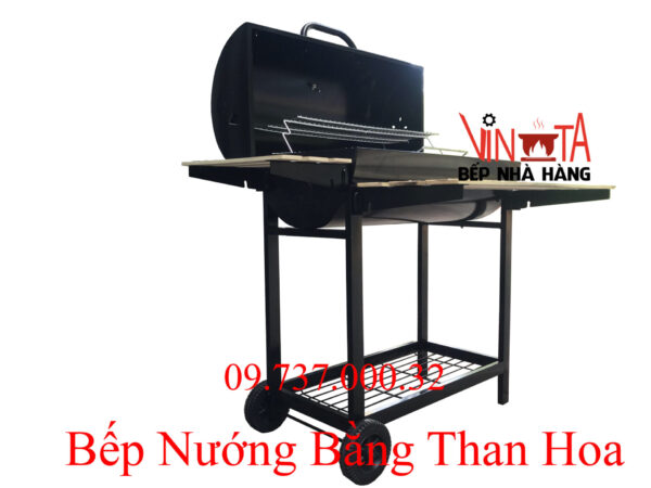 lò nướng than ngoài trời, bếp nướng bbq home chân cao có nắp đậy giá rẻ - Ảnh 3