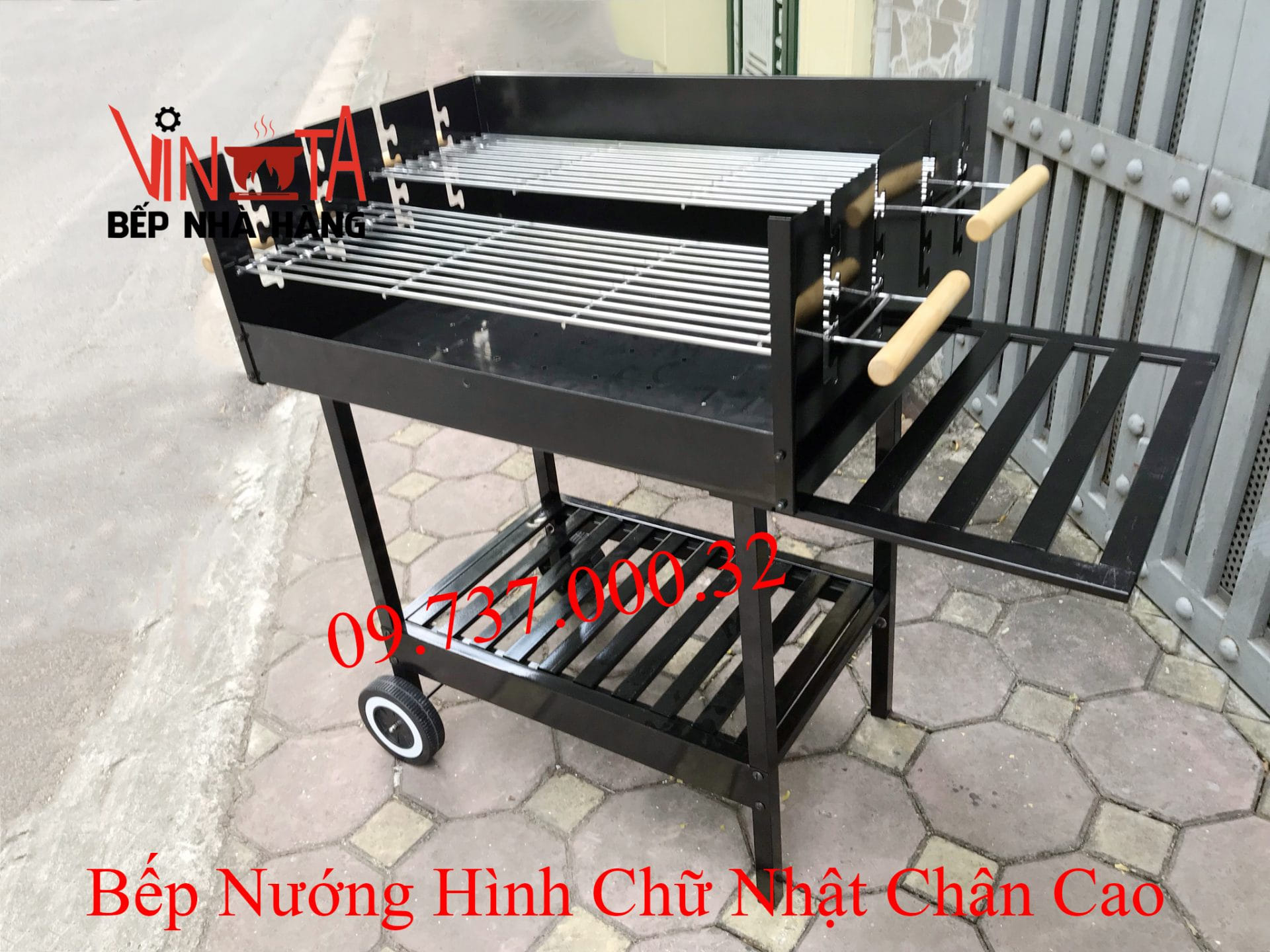 bếp nướng hình chữ nhật chân cao cho gia đình