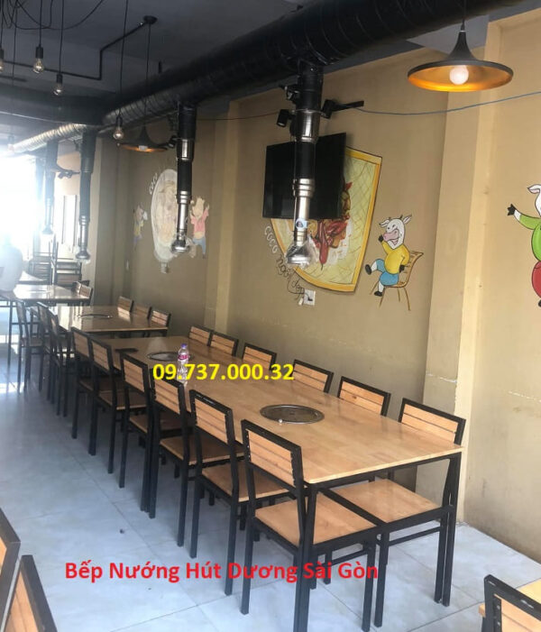 Bếp nướng than hoa Sài Gòn,bếp nướng âm bàn hút dương nhà hàng bbq - Ảnh 4