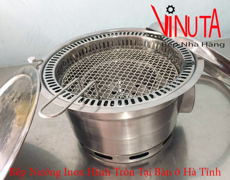 bếp nướng inox hình tròn tại bàn ở Hà Tĩnh