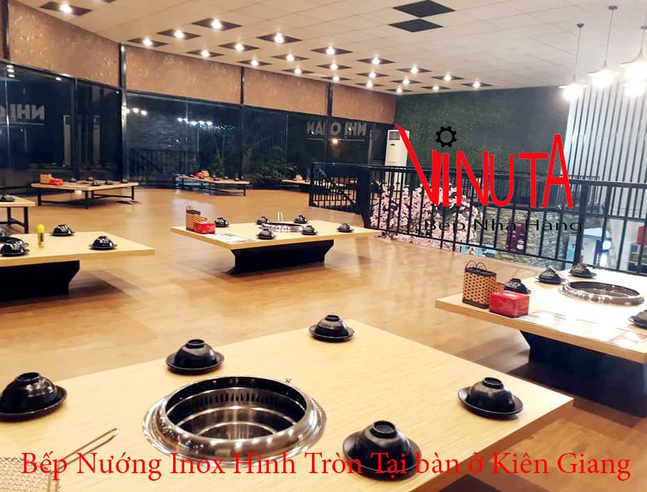 bếp nướng inox hình tròn tại bàn ở kiên giang