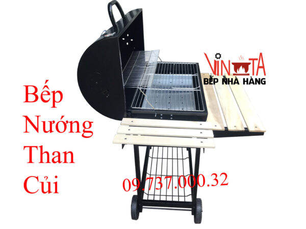 lò nướng than ngoài trời, bếp nướng bbq home chân cao có nắp đậy giá rẻ - Ảnh 4
